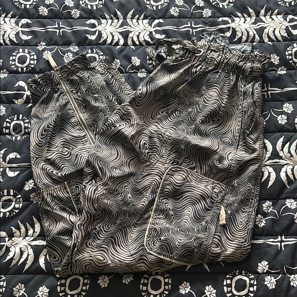 Free People Black and White Swirl Track Pants